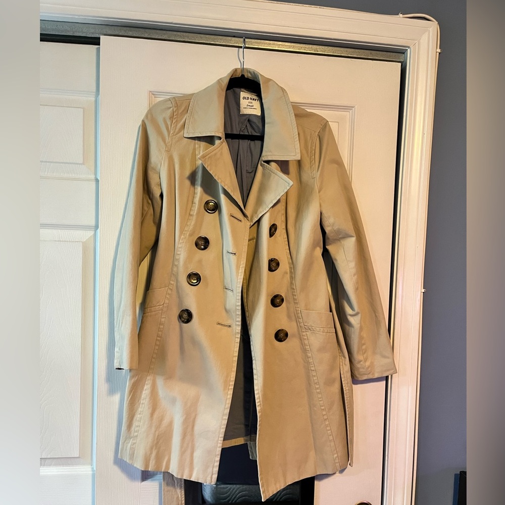 Beige trench coat with belt